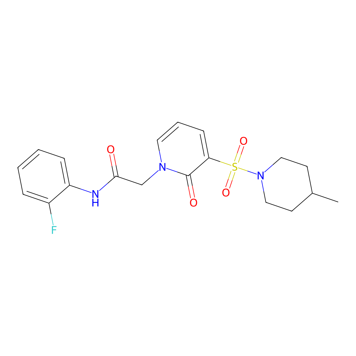 N-(2-fluorophenyl)-2-(3-((4-methylpiperidin-1-yl)sulfonyl)-2-oxopyridin-1(2H)-yl)acetamide molecular structure, CAS 1251568-75-8