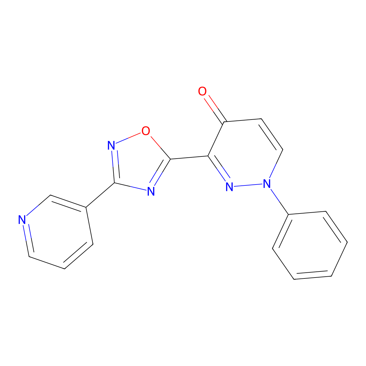 1-phenyl-3-(3-(pyridin-3-yl)-1,2,4-oxadiazol-5-yl)pyridazin-4(1H)-one molecular structure, CAS 1251568-78-1