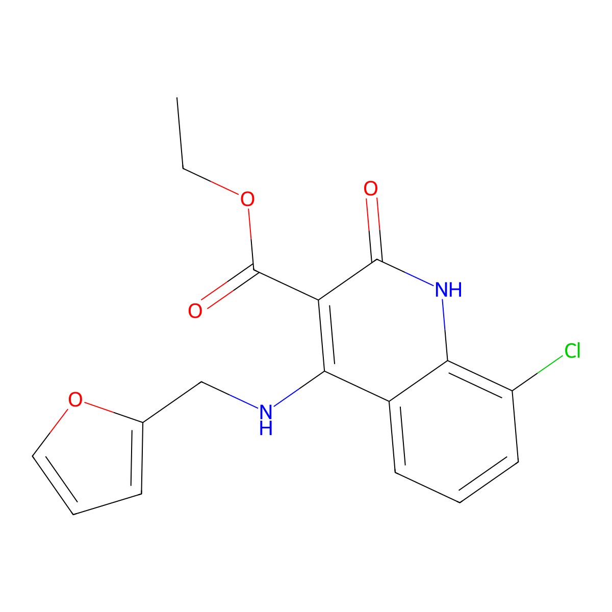 Ethyl 8-chloro-4-((furan-2-ylmethyl)amino)-2-oxo-1,2-dihydroquinoline-3-carboxylate molecular structure, CAS 1251568-83-8