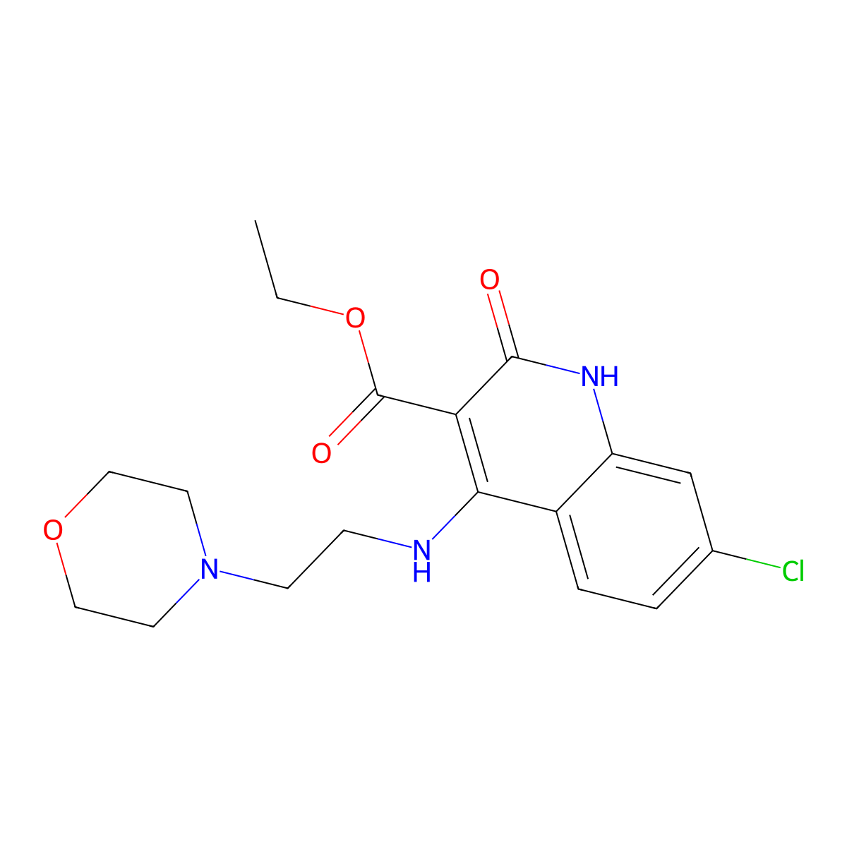 Ethyl 7-chloro-4-((2-morpholinoethyl)amino)-2-oxo-1,2-dihydroquinoline-3-carboxylate molecular structure, CAS 1251568-88-3
