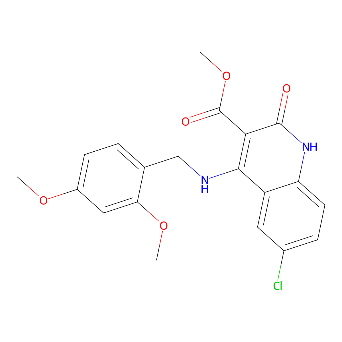 Methyl 6-chloro-4-((2,4-dimethoxybenzyl)amino)-2-oxo-1,2-dihydroquinoline-3-carboxylate molecular structure, CAS 1251568-90-7