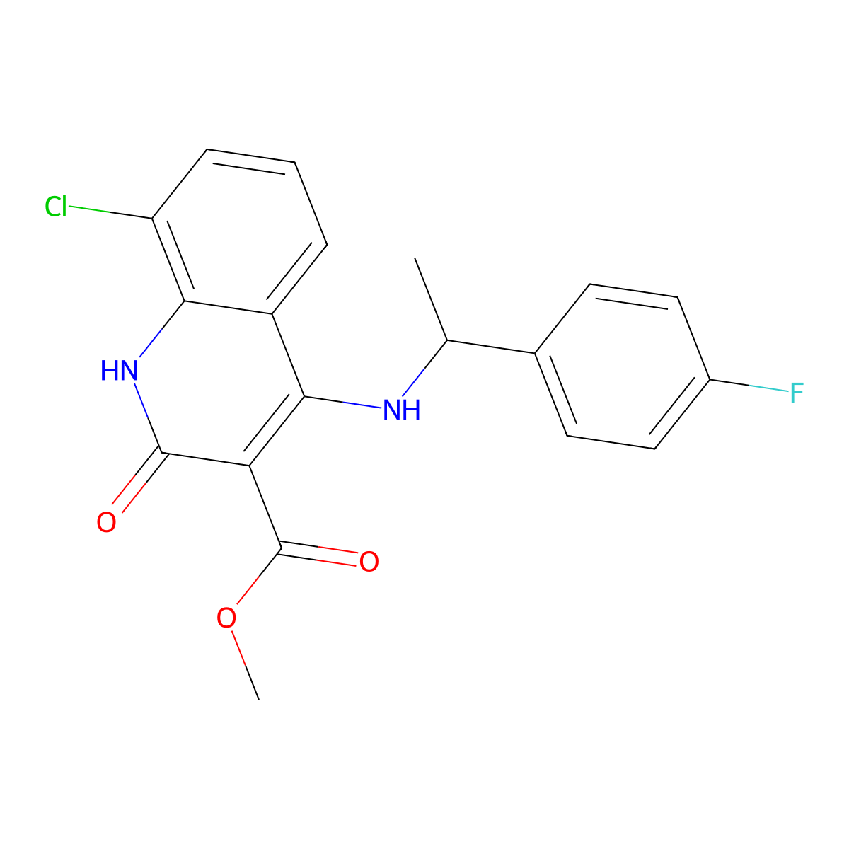 Methyl 8-chloro-4-((1-(4-fluorophenyl)ethyl)amino)-2-oxo-1,2-dihydroquinoline-3-carboxylate molecular structure, CAS 1251568-93-0