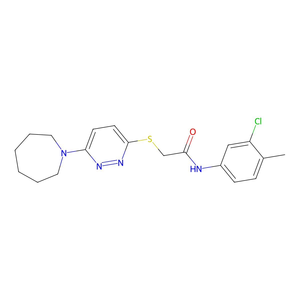 2-{[6-(azepan-1-yl)pyridazin-3-yl]sulfanyl}-N-(3-chloro-4-methylphenyl)acetamide molecular structure, CAS 1251568-96-3