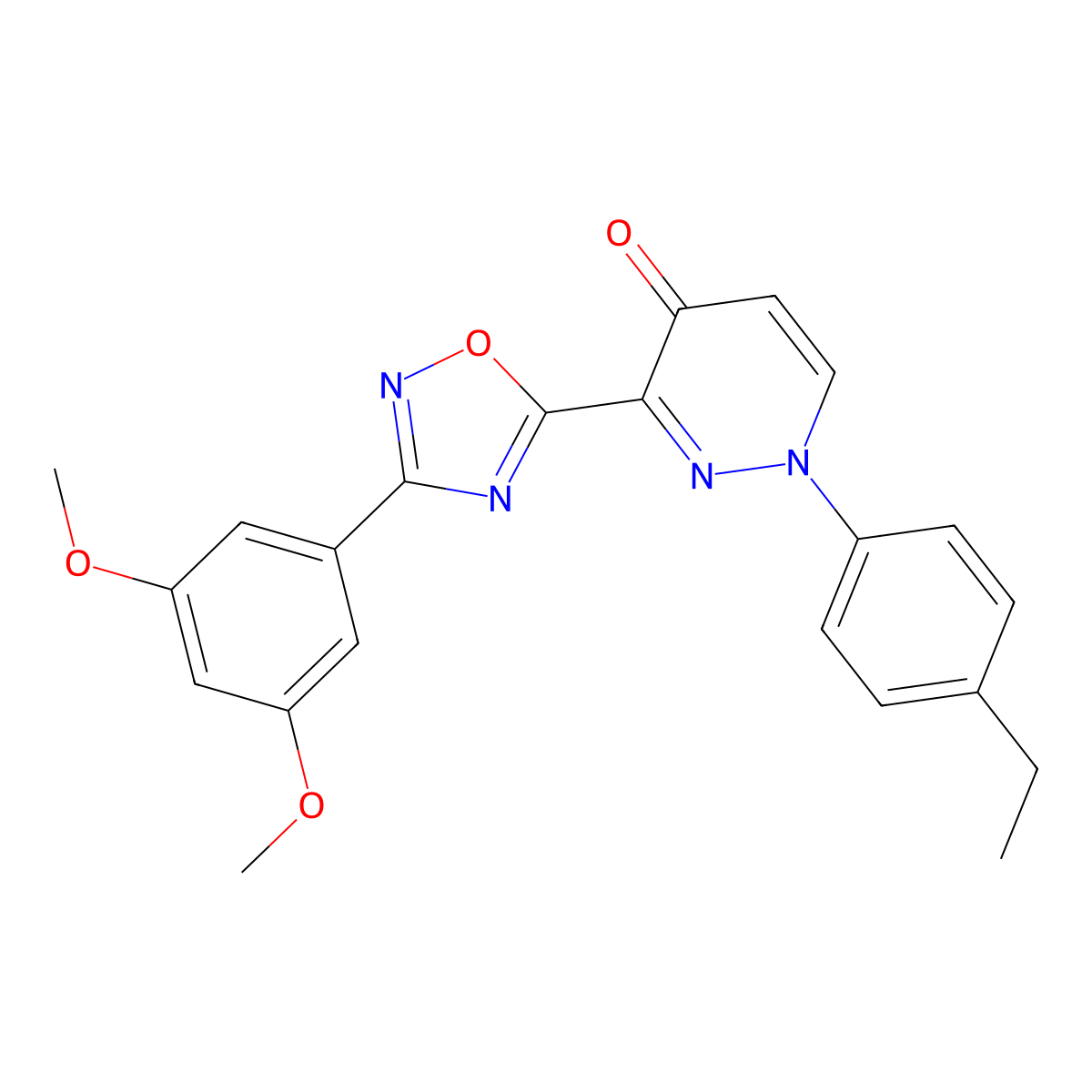 3-[3-(3,5-Dimethoxyphenyl)-1,2,4-oxadiazol-5-yl]-1-(4-ethylphenyl)-1,4-dihydropyridazin-4-one molecular structure, CAS 1251569-01-3