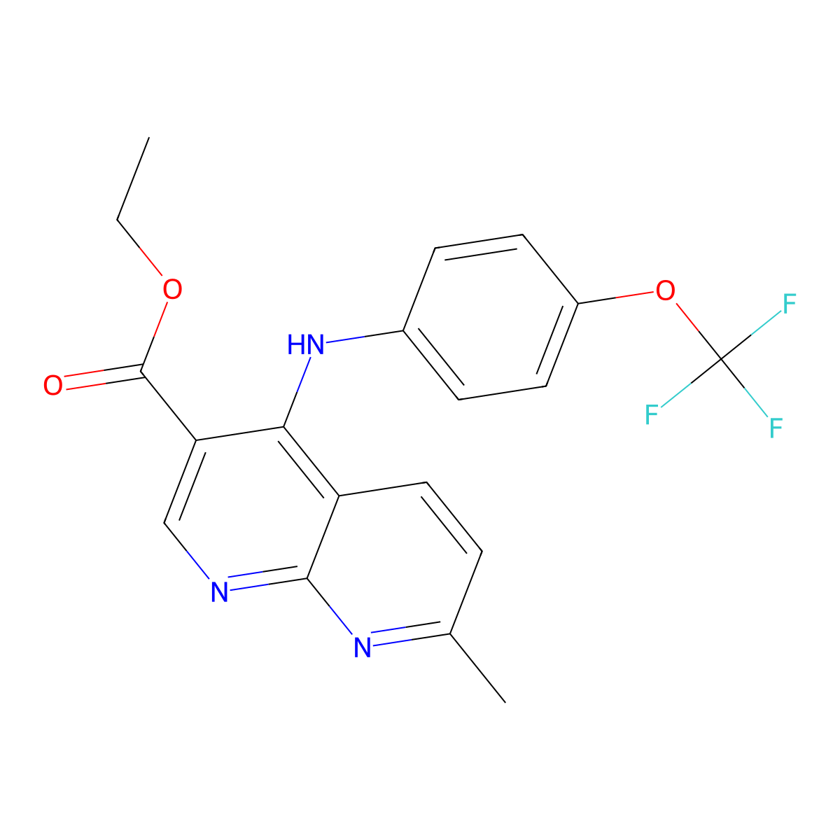 Ethyl 7-methyl-4-{[4-(trifluoromethoxy)phenyl]amino}-1,8-naphthyridine-3-carboxylate molecular structure, CAS 1251569-03-5