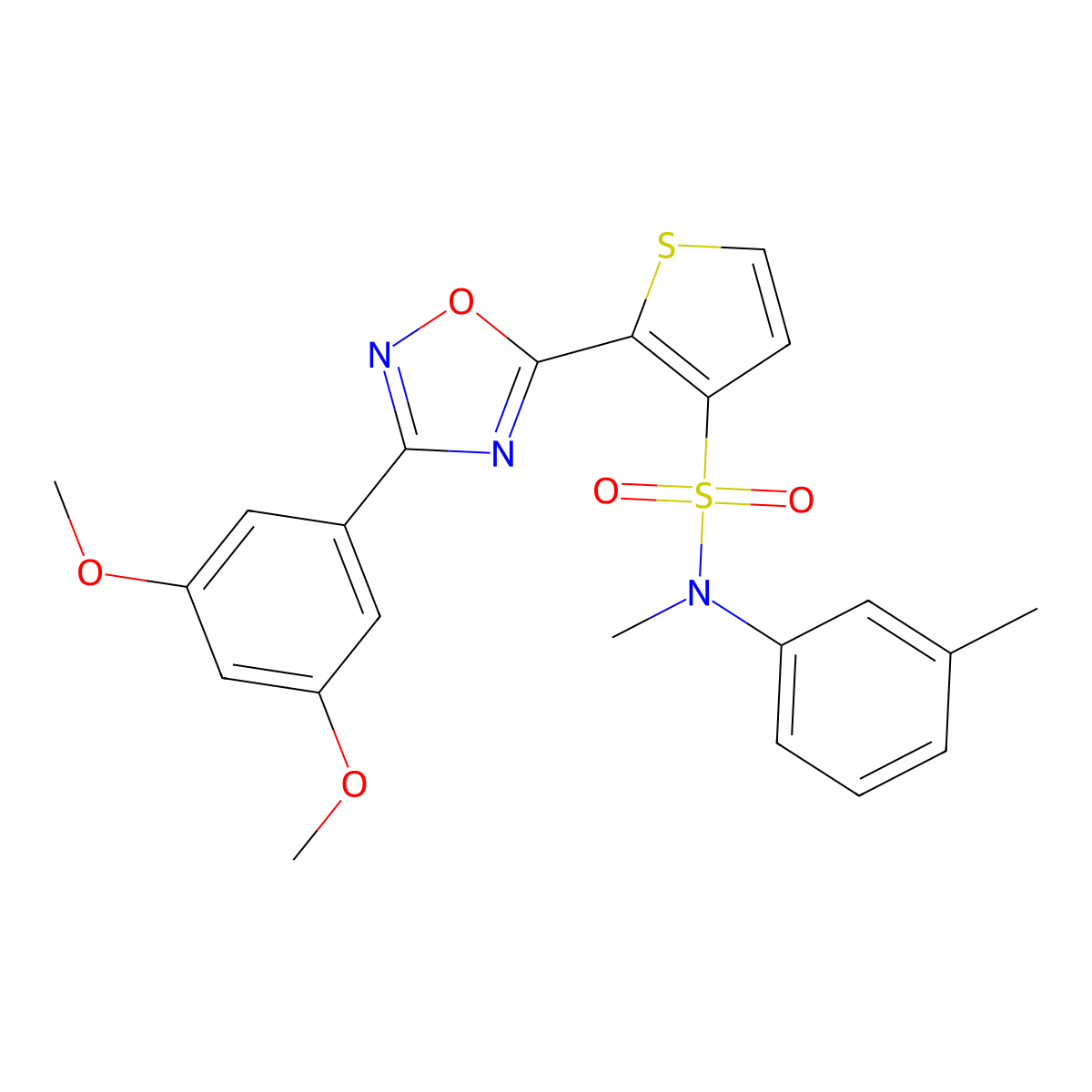 2-[3-(3,5-dimethoxyphenyl)-1,2,4-oxadiazol-5-yl]-N-methyl-N-(3-methylphenyl)thiophene-3-sulfonamide molecular structure, CAS 1251569-04-6