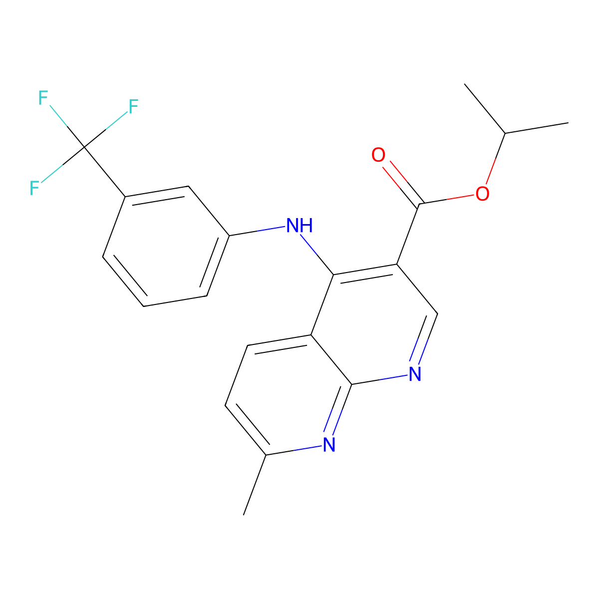 Propan-2-yl 7-methyl-4-{[3-(trifluoromethyl)phenyl]amino}-1,8-naphthyridine-3-carboxylate molecular structure, CAS 1251569-05-7
