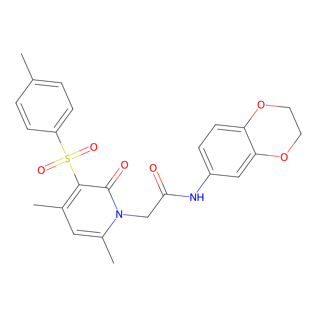 N-(2,3-dihydrobenzo[b][1,4]dioxin-6-yl)-2-(4,6-dimethyl-2-oxo-3-tosylpyridin-1(2H)-yl)acetamide molecular structure, CAS 1251569-06-8