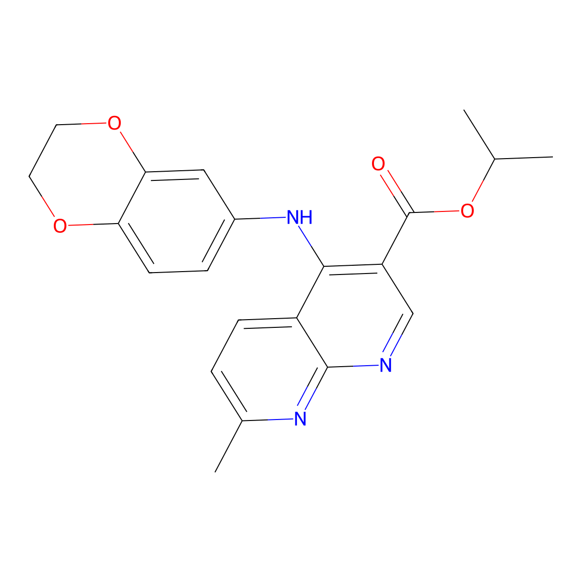 Propan-2-yl 4-[(2,3-dihydro-1,4-benzodioxin-6-yl)amino]-7-methyl-1,8-naphthyridine-3-carboxylate molecular structure, CAS 1251569-10-4