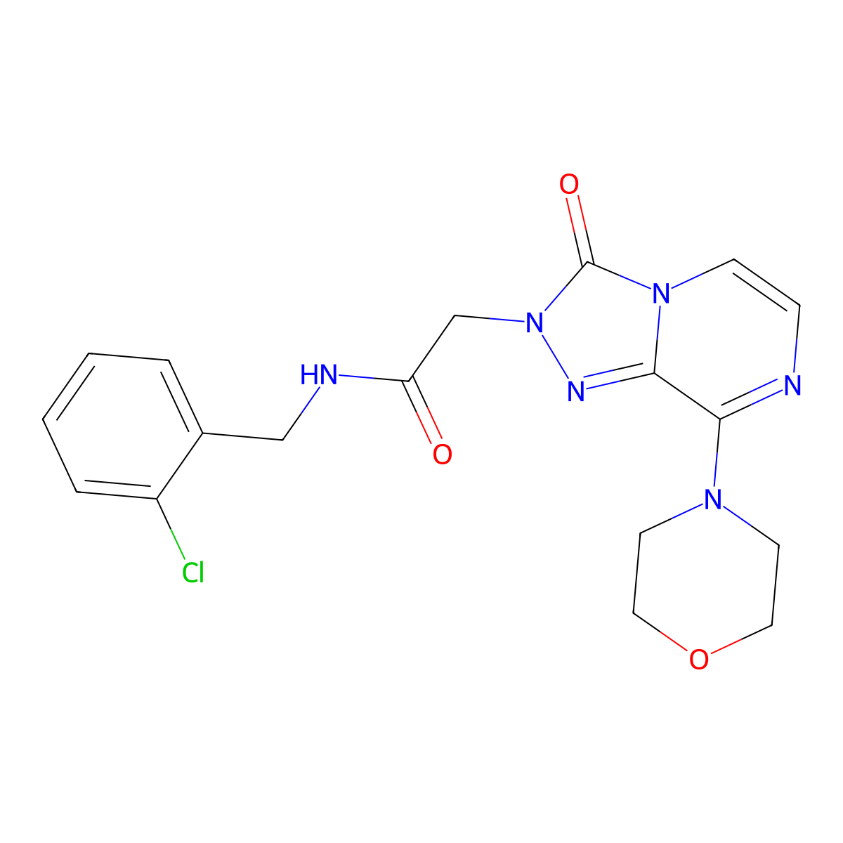 N-(2-chlorobenzyl)-2-(8-morpholino-3-oxo-[1,2,4]triazolo[4,3-a]pyrazin-2(3H)-yl)acetamide molecular structure, CAS 1251569-14-8