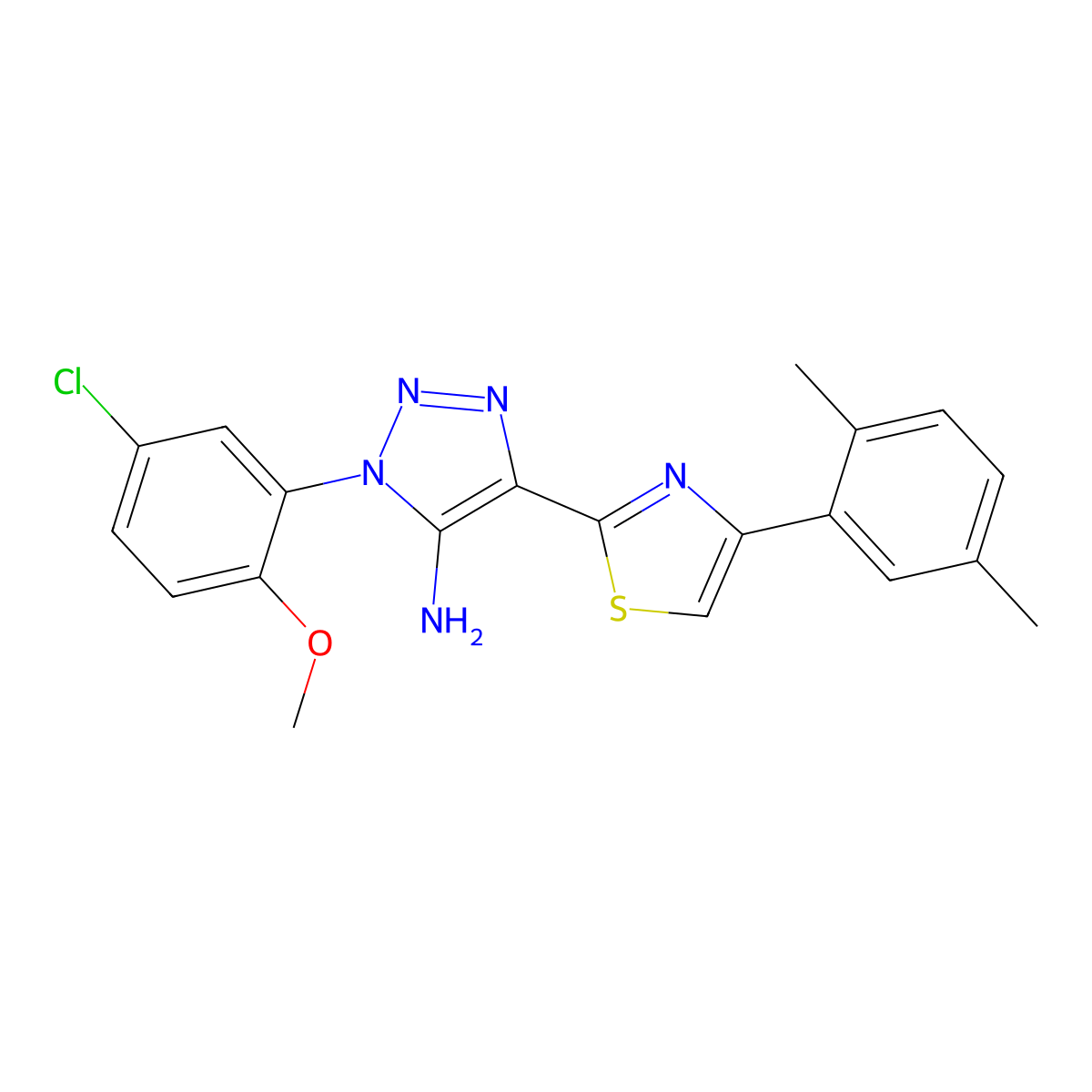 1-(5-chloro-2-methoxyphenyl)-4-[4-(2,5-dimethylphenyl)-1,3-thiazol-2-yl]-1H-1,2,3-triazol-5-amine molecular structure, CAS 1251569-15-9