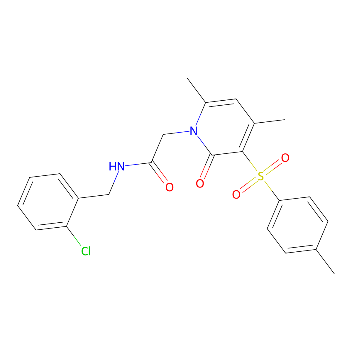 N-(2-chlorobenzyl)-2-(4,6-dimethyl-2-oxo-3-tosylpyridin-1(2H)-yl)acetamide molecular structure, CAS 1251569-17-1