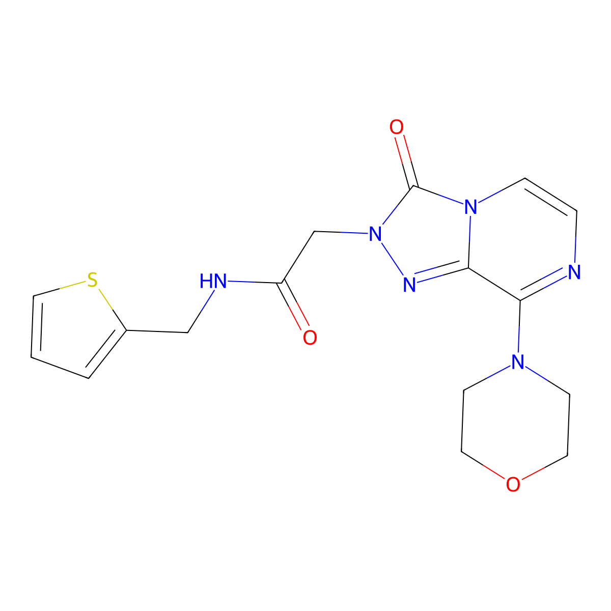2-[8-(morpholin-4-yl)-3-oxo-2H,3H-[1,2,4]triazolo[4,3-a]pyrazin-2-yl]-N-[(thiophen-2-yl)methyl]acetamide molecular structure, CAS 1251569-18-2