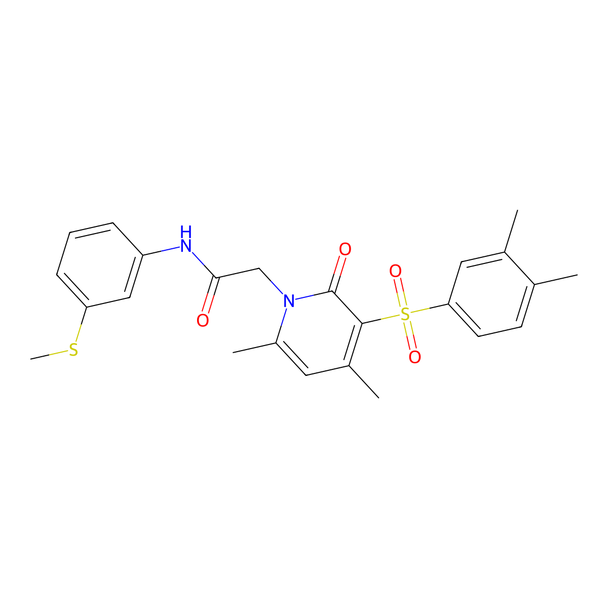 2-(3-((3,4-dimethylphenyl)sulfonyl)-4,6-dimethyl-2-oxopyridin-1(2H)-yl)-N-(3-(methylthio)phenyl)acetamide molecular structure, CAS 1251569-21-7