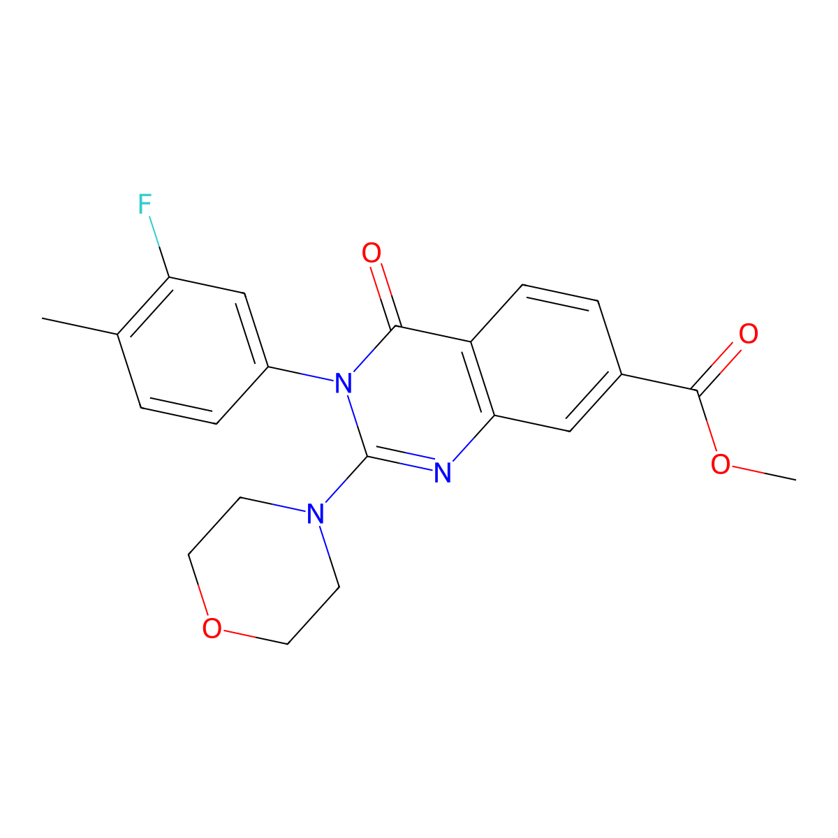 Methyl 3-(3-fluoro-4-methylphenyl)-2-morpholino-4-oxo-3,4-dihydroquinazoline-7-carboxylate molecular structure, CAS 1251569-22-8
