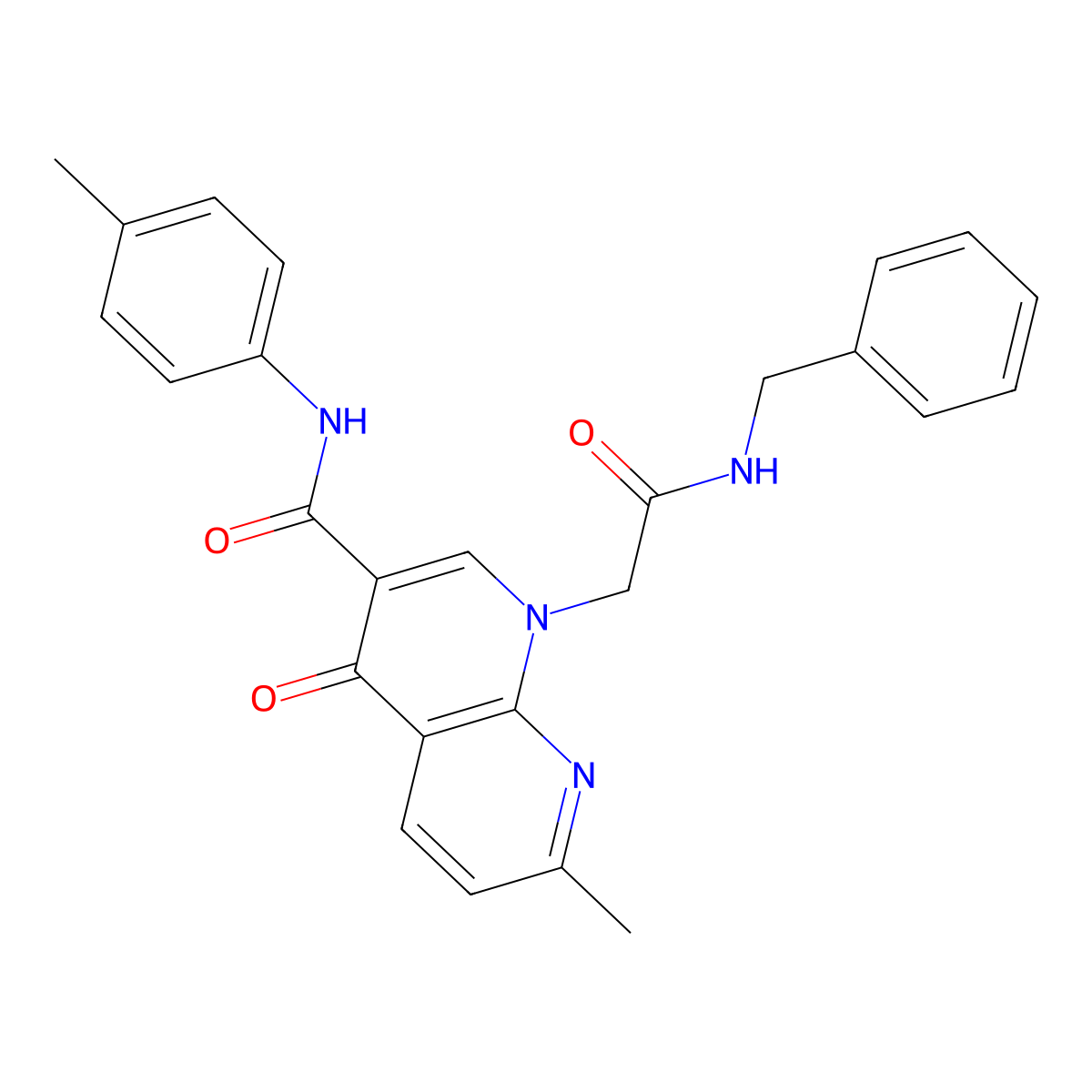 1-(2-(benzylamino)-2-oxoethyl)-7-methyl-4-oxo-N-(p-tolyl)-1,4-dihydro-1,8-naphthyridine-3-carboxamide molecular structure, CAS 1251569-27-3