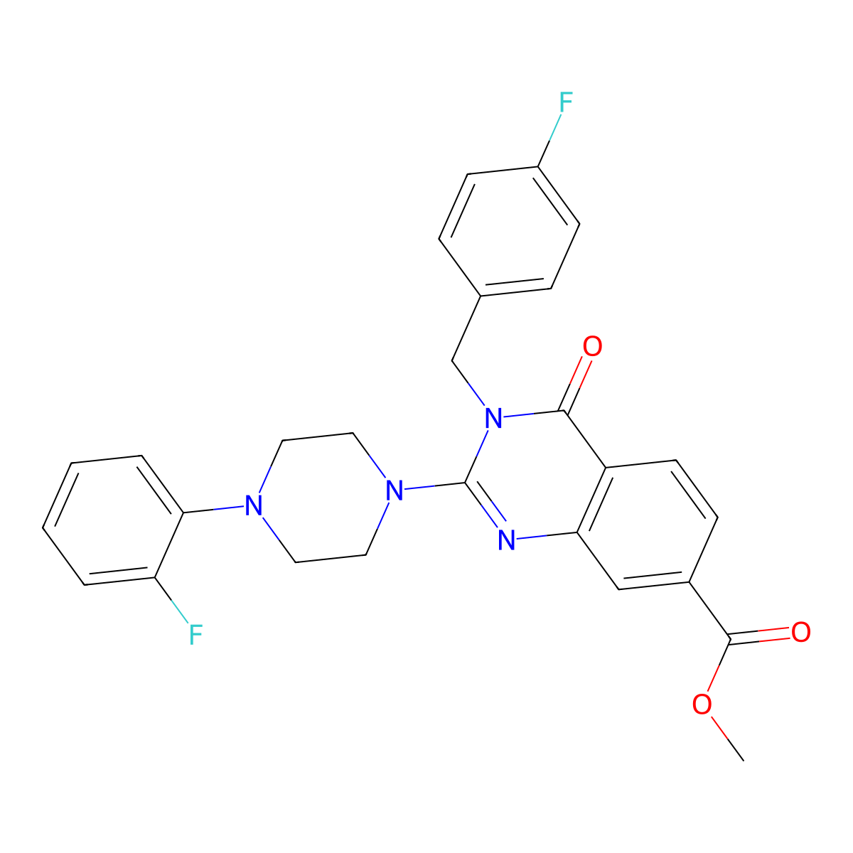 Methyl 3-(4-fluorobenzyl)-2-(4-(2-fluorophenyl)piperazin-1-yl)-4-oxo-3,4-dihydroquinazoline-7-carboxylate molecular structure, CAS 1251569-34-2