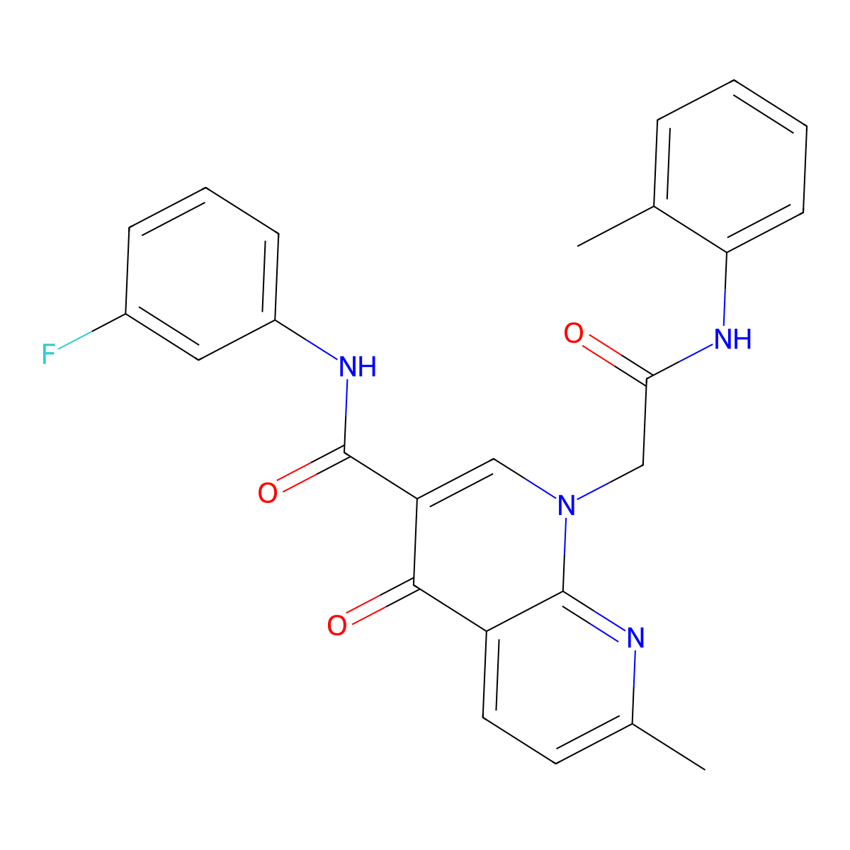 N-(3-fluorophenyl)-7-methyl-4-oxo-1-(2-oxo-2-(o-tolylamino)ethyl)-1,4-dihydro-1,8-naphthyridine-3-carboxamide molecular structure, CAS 1251569-44-4