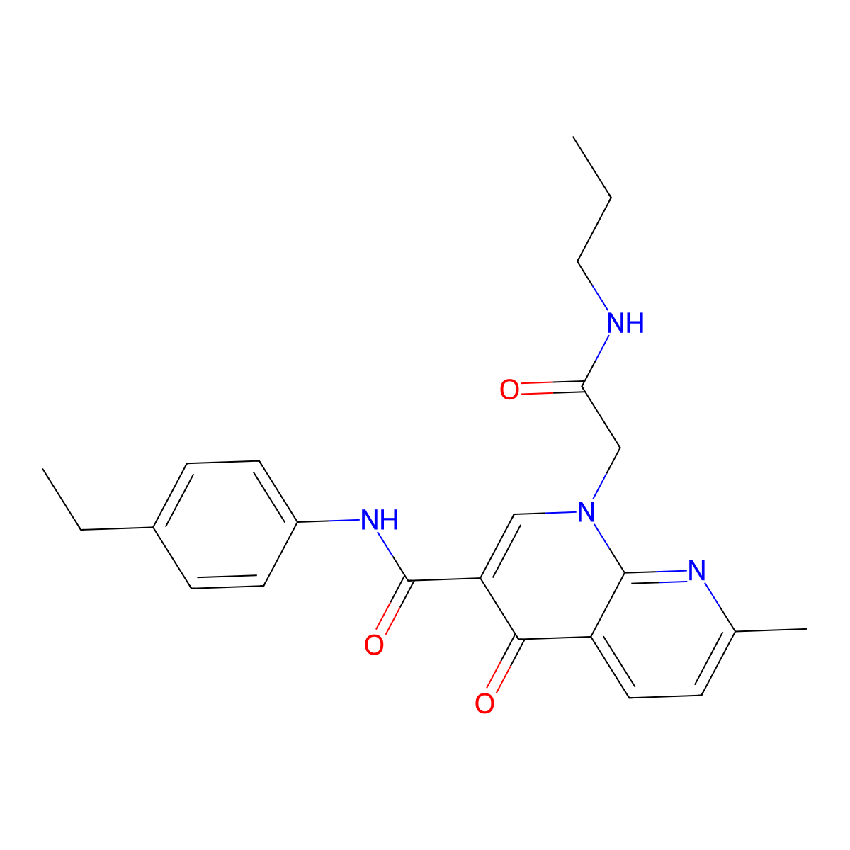 N-(4-ethylphenyl)-7-methyl-4-oxo-1-(2-oxo-2-(propylamino)ethyl)-1,4-dihydro-1,8-naphthyridine-3-carboxamide molecular structure, CAS 1251569-59-1
