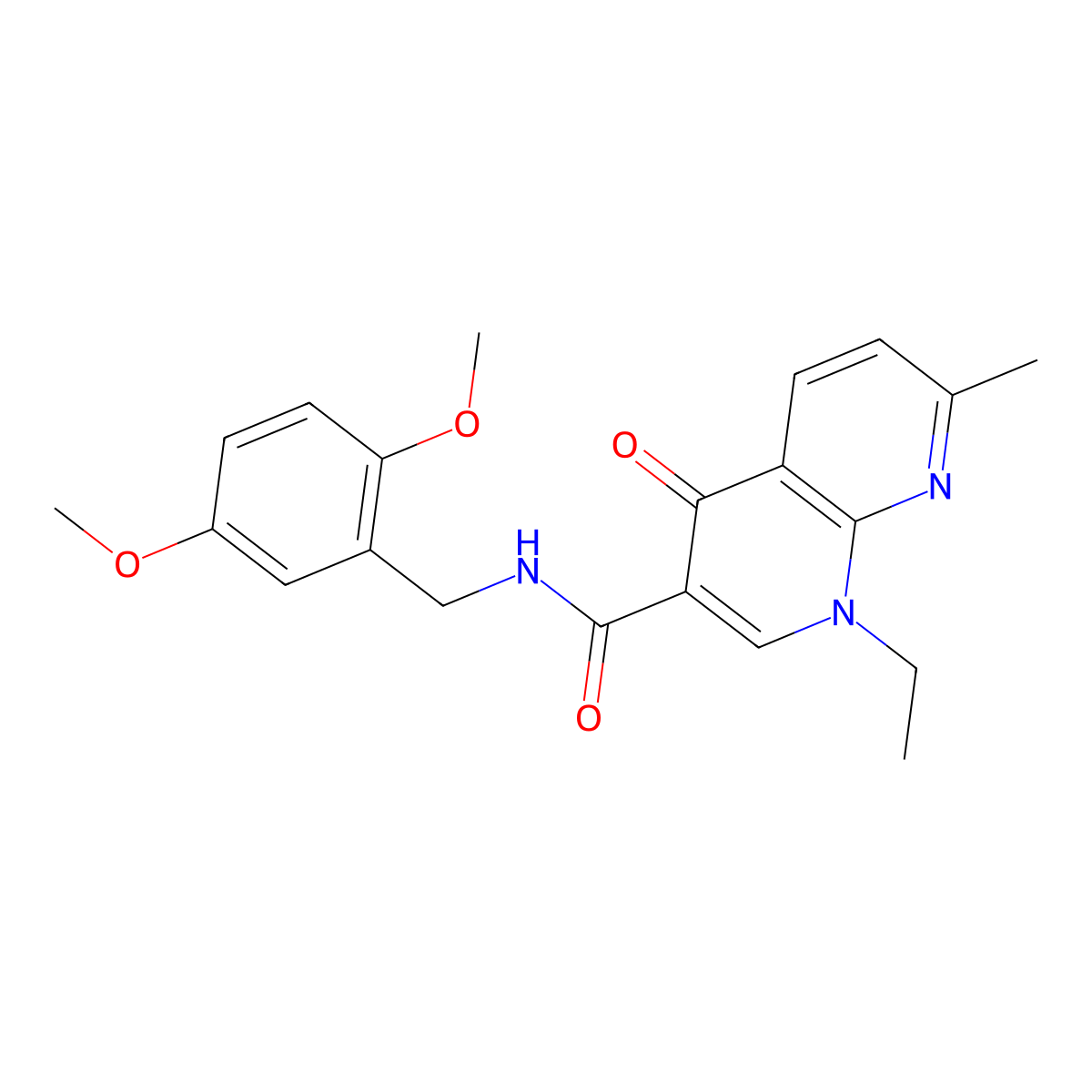 N-(2,5-dimethoxybenzyl)-1-ethyl-7-methyl-4-oxo-1,4-dihydro-1,8-naphthyridine-3-carboxamide molecular structure, CAS 1251569-82-0