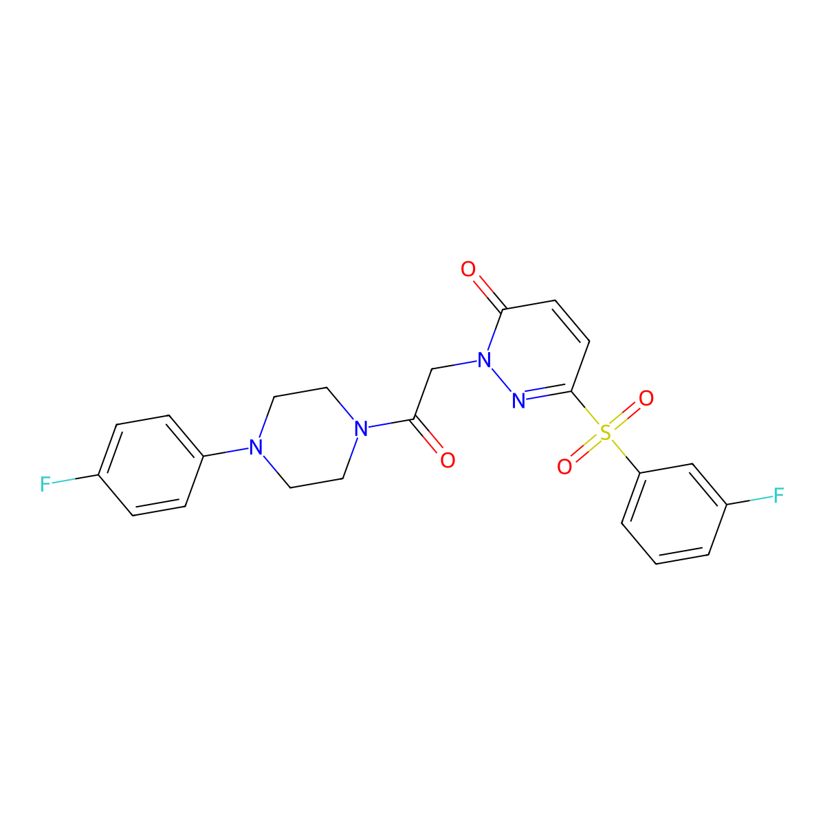 2-(2-(4-(4-fluorophenyl)piperazin-1-yl)-2-oxoethyl)-6-((3-fluorophenyl)sulfonyl)pyridazin-3(2H)-one molecular structure, CAS 1251570-31-6