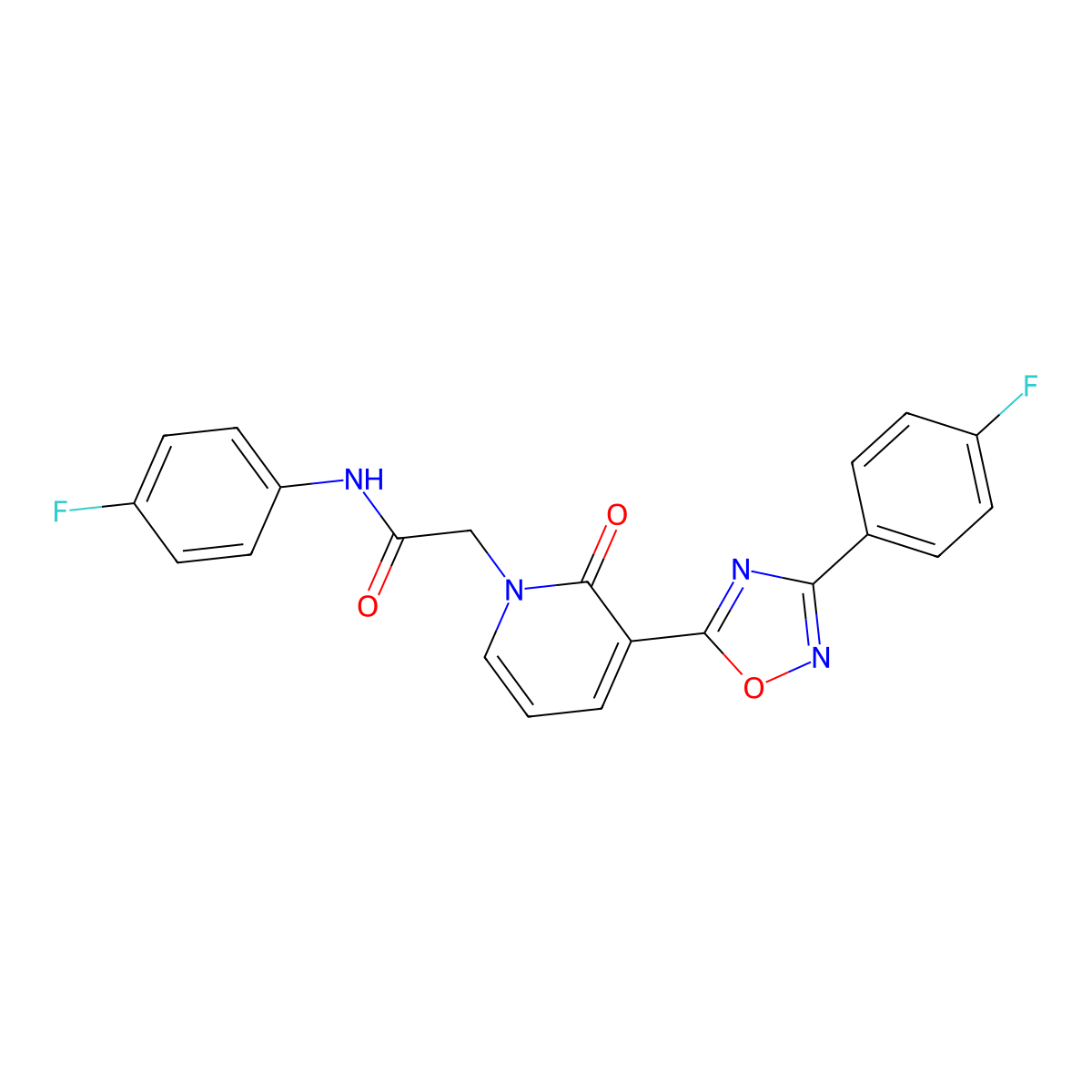 N-(4-fluorophenyl)-2-(3-(3-(4-fluorophenyl)-1,2,4-oxadiazol-5-yl)-2-oxopyridin-1(2H)-yl)acetamide molecular structure, CAS 1251570-36-1