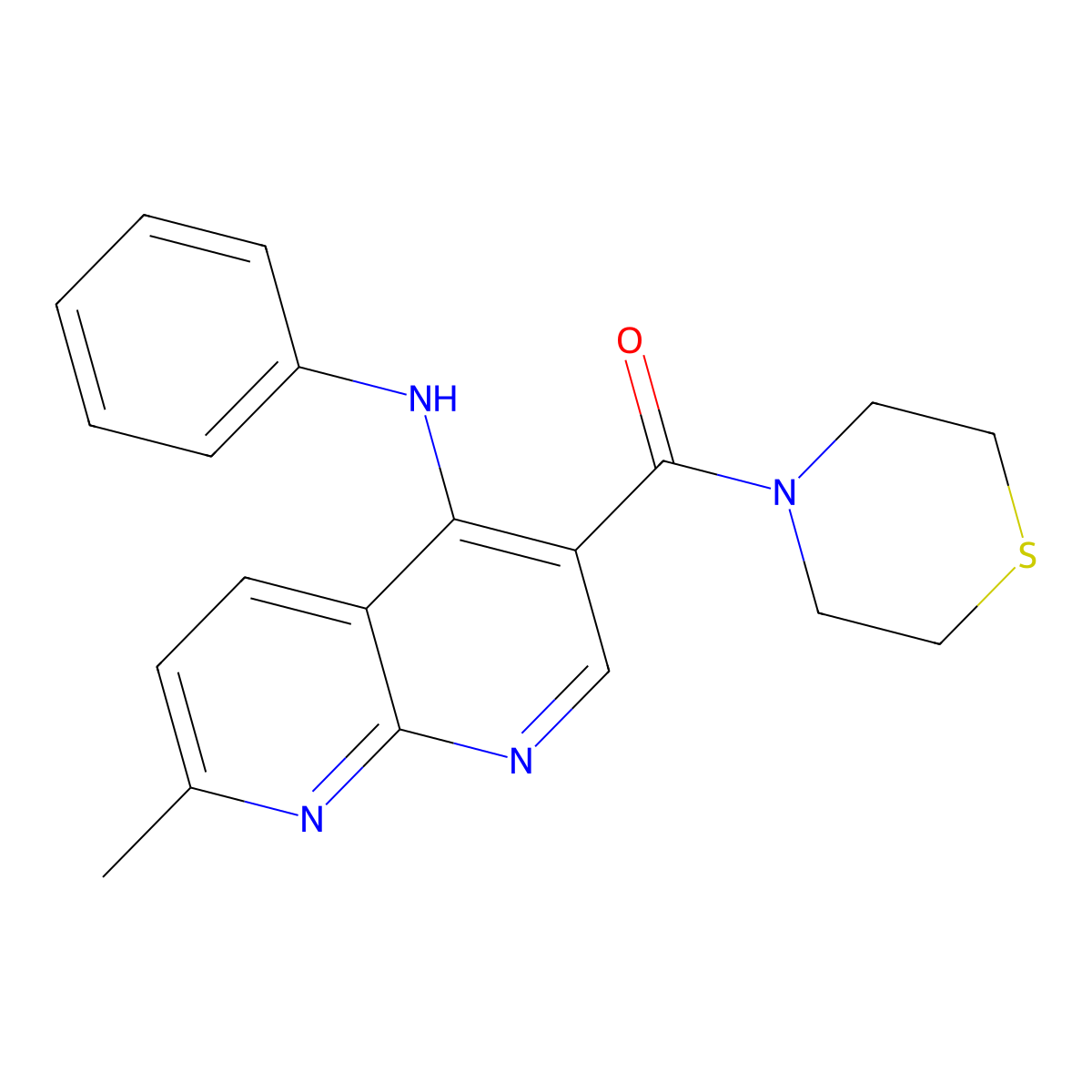 7-methyl-N-phenyl-3-(thiomorpholine-4-carbonyl)-1,8-naphthyridin-4-amine molecular structure, CAS 1251570-60-1