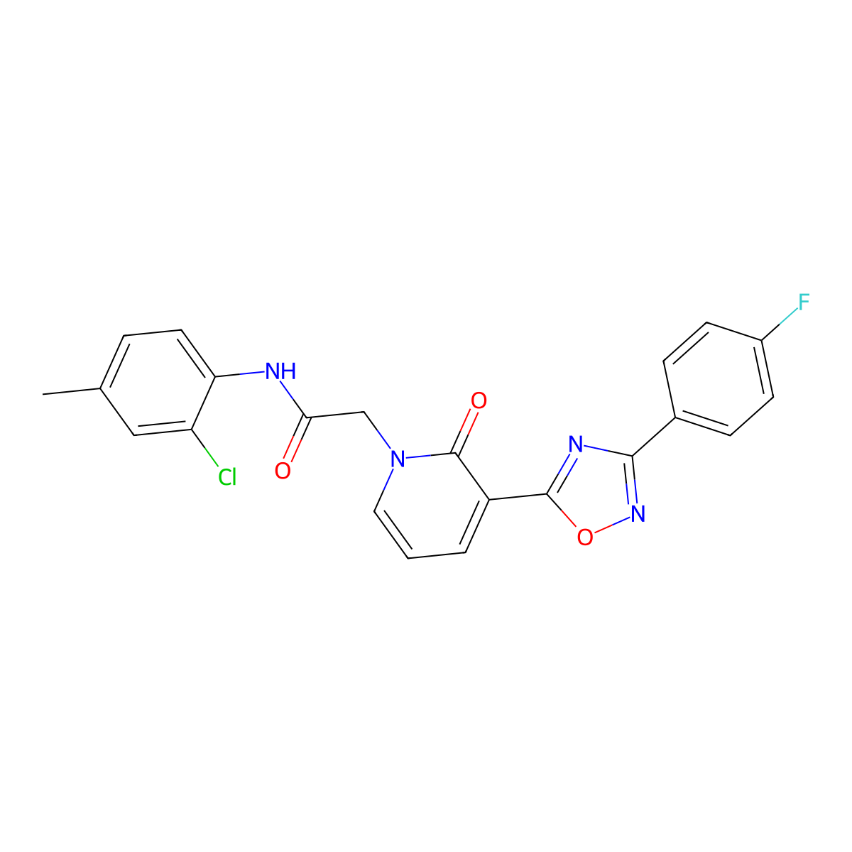 N-(2-chloro-4-methylphenyl)-2-(3-(3-(4-fluorophenyl)-1,2,4-oxadiazol-5-yl)-2-oxopyridin-1(2H)-yl)acetamide molecular structure, CAS 1251570-67-8