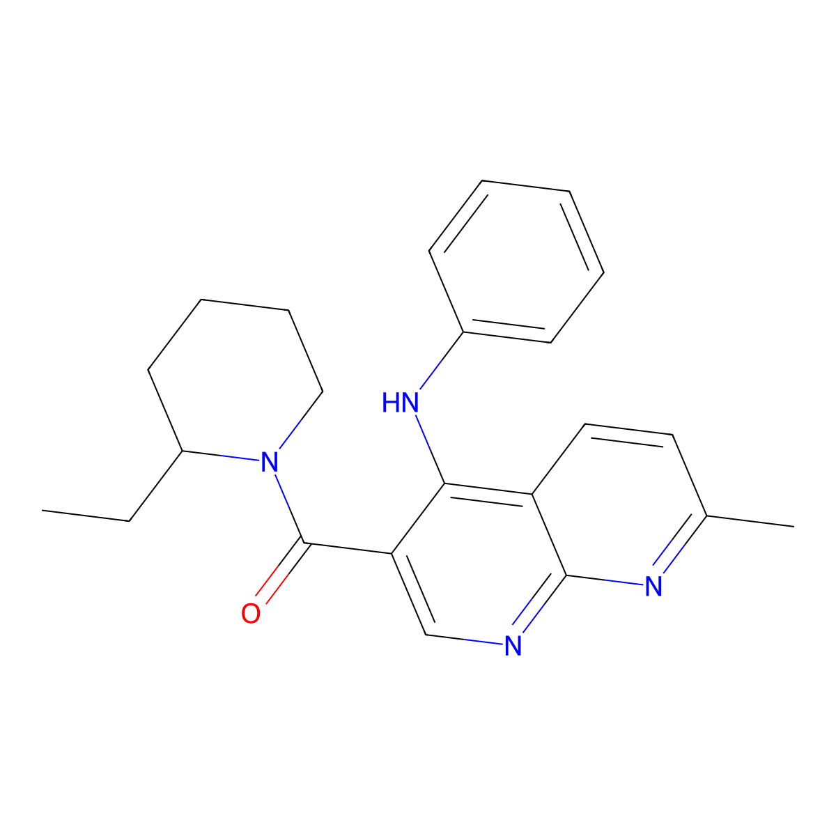 (2-Ethylpiperidin-1-yl)(7-methyl-4-(phenylamino)-1,8-naphthyridin-3-yl)methanone molecular structure, CAS 1251570-80-5