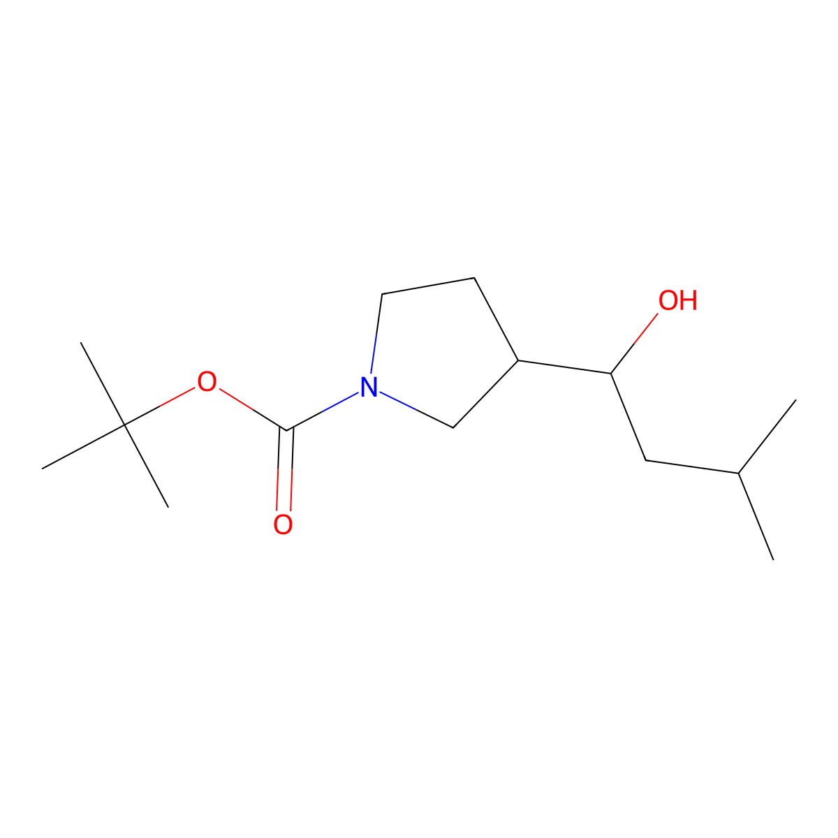 (S)-tert-Butyl 3-((S)-1-hydroxy-3-methylbutyl)pyrrolidine-1-carboxylate molecular structure, CAS 1251570-88-3