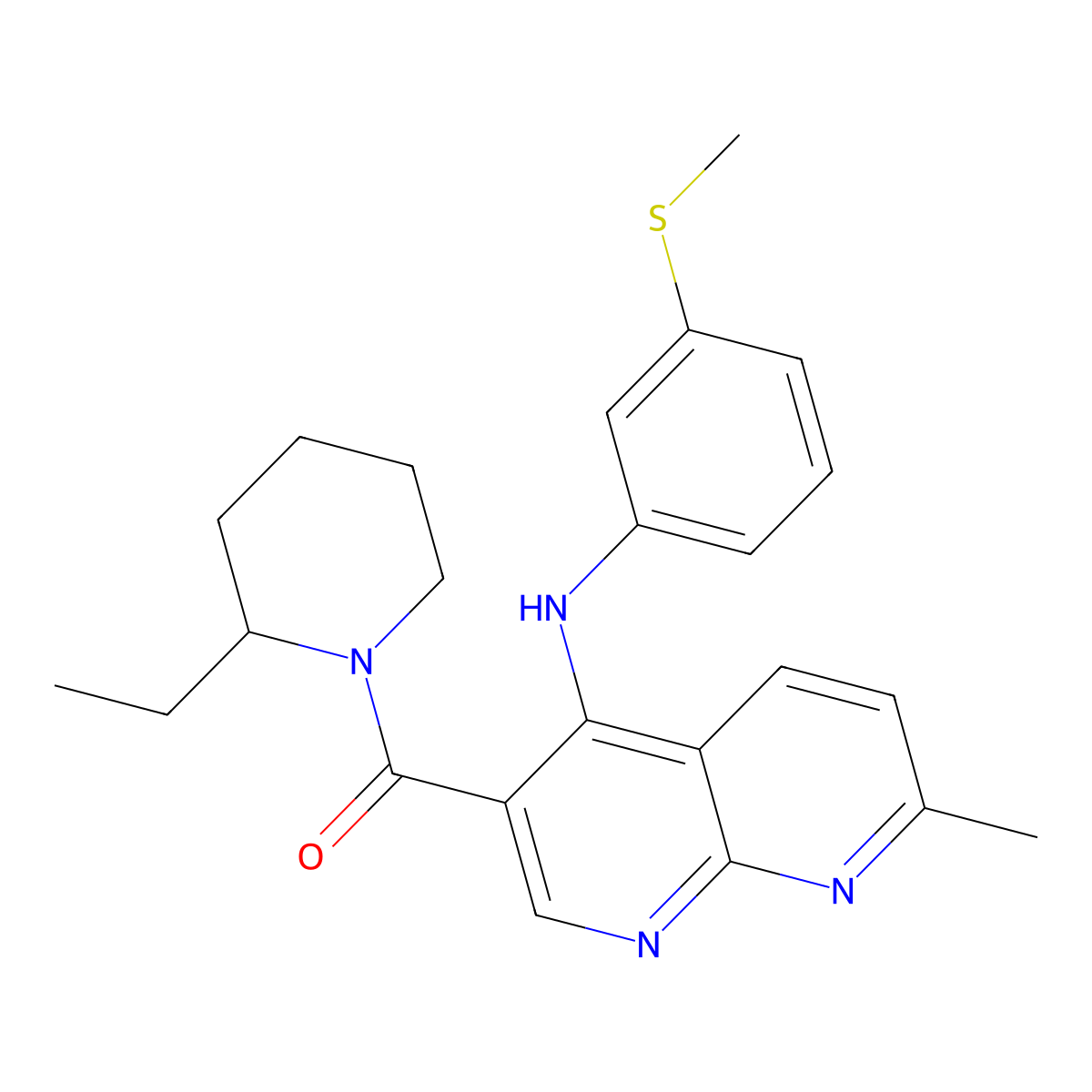 3-(2-ethylpiperidine-1-carbonyl)-7-methyl-N-[3-(methylsulfanyl)phenyl]-1,8-naphthyridin-4-amine molecular structure, CAS 1251570-97-4