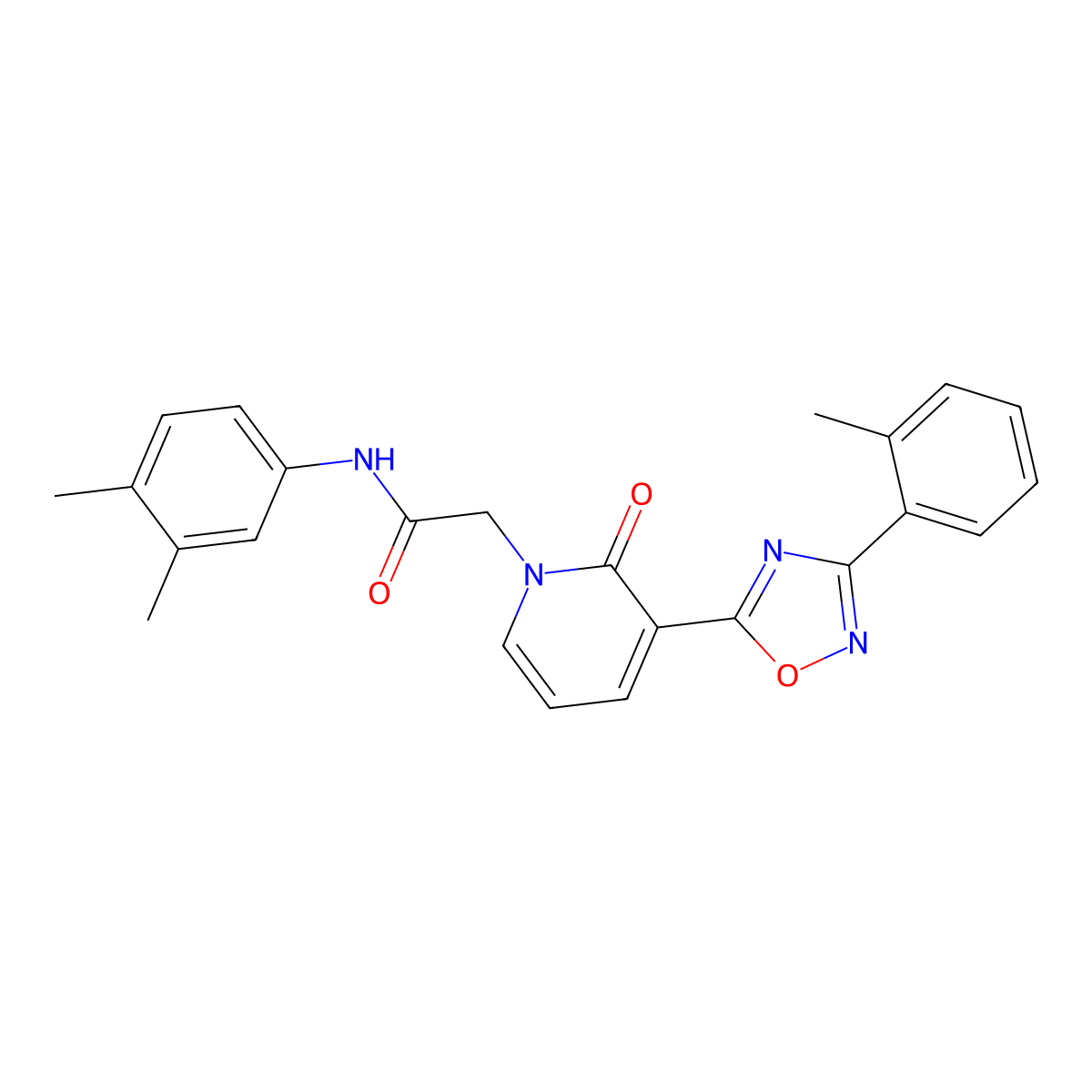N-(3,4-dimethylphenyl)-2-(2-oxo-3-(3-(o-tolyl)-1,2,4-oxadiazol-5-yl)pyridin-1(2H)-yl)acetamide molecular structure, CAS 1251570-99-6