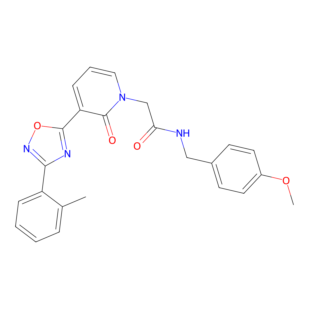 N-(4-methoxybenzyl)-2-(2-oxo-3-(3-(o-tolyl)-1,2,4-oxadiazol-5-yl)pyridin-1(2H)-yl)acetamide molecular structure, CAS 1251571-10-4