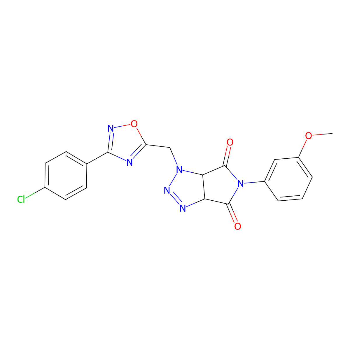 1-((3-(4-chlorophenyl)-1,2,4-oxadiazol-5-yl)methyl)-5-(3-methoxyphenyl)-1,6a-dihydropyrrolo[3,4-d][1,2,3]triazole-4,6(3aH,5H)-dione molecular structure, CAS 1251571-30-8