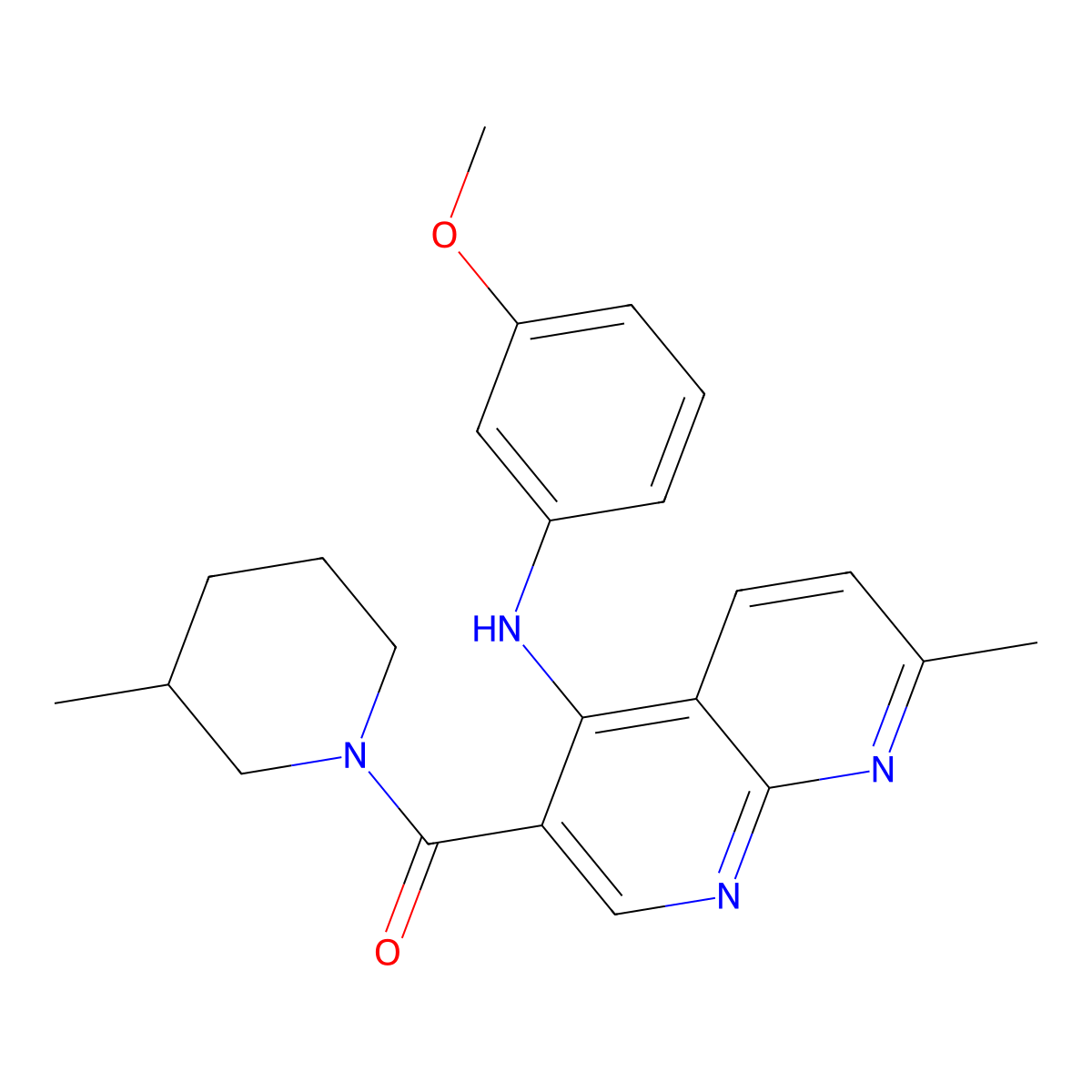 (4-((3-Methoxyphenyl)amino)-7-methyl-1,8-naphthyridin-3-yl)(3-methylpiperidin-1-yl)methanone molecular structure, CAS 1251571-33-1