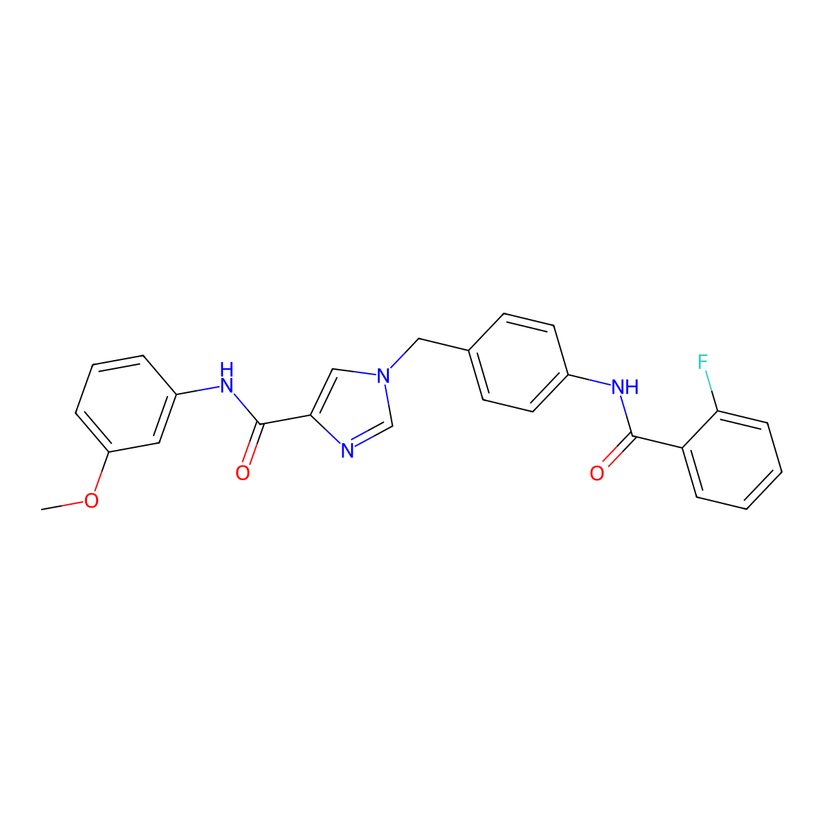 1-(4-(2-fluorobenzamido)benzyl)-N-(3-methoxyphenyl)-1H-imidazole-4-carboxamide molecular structure, CAS 1251571-45-5