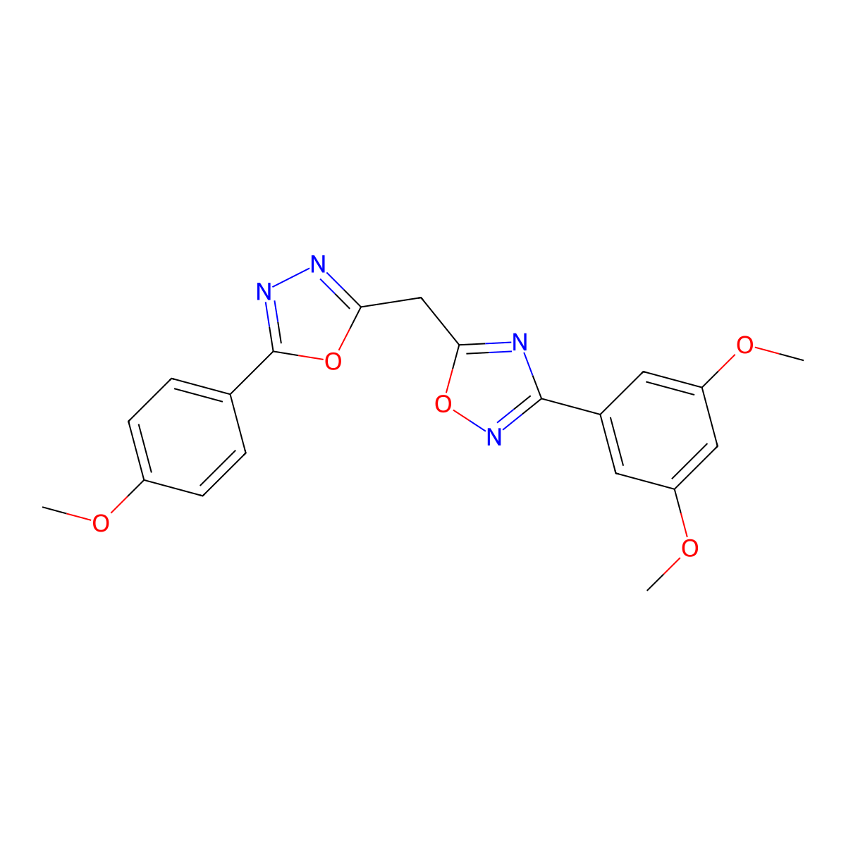 3-(3,5-Dimethoxyphenyl)-5-((5-(4-methoxyphenyl)-1,3,4-oxadiazol-2-yl)methyl)-1,2,4-oxadiazole molecular structure, CAS 1251571-55-7