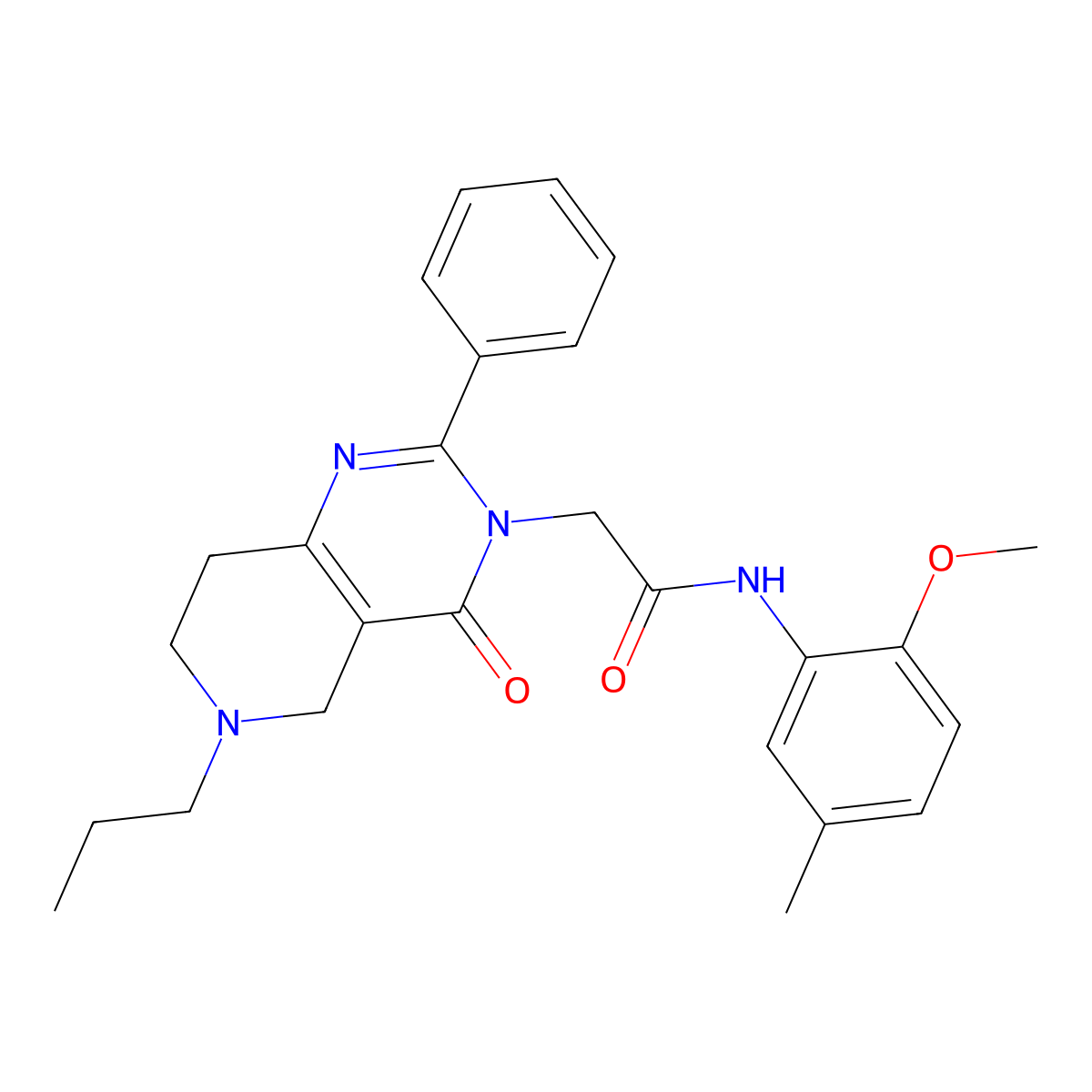 N-(2-methoxy-5-methylphenyl)-2-(4-oxo-2-phenyl-6-propyl-5,6,7,8-tetrahydropyrido[4,3-d]pyrimidin-3(4H)-yl)acetamide molecular structure, CAS 1251571-56-8