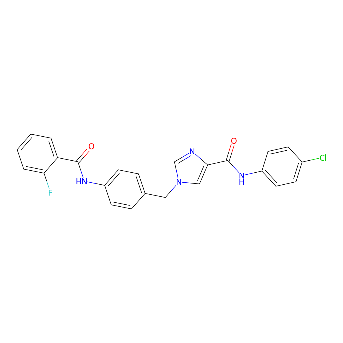 N-(4-chlorophenyl)-1-(4-(2-fluorobenzamido)benzyl)-1H-imidazole-4-carboxamide molecular structure, CAS 1251571-67-1