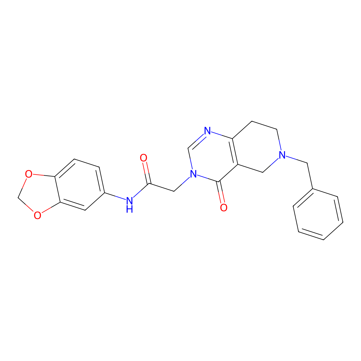 N-(benzo[d][1,3]dioxol-5-yl)-2-(6-benzyl-4-oxo-5,6,7,8-tetrahydropyrido[4,3-d]pyrimidin-3(4H)-yl)acetamide molecular structure, CAS 1251571-70-6