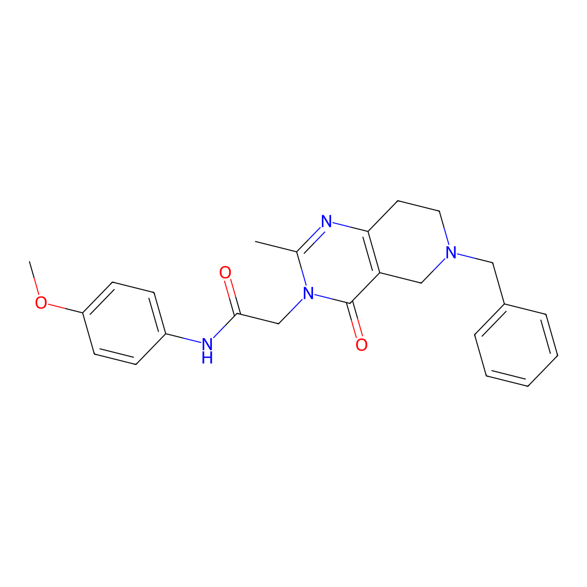 2-(6-benzyl-2-methyl-4-oxo-5,6,7,8-tetrahydropyrido[4,3-d]pyrimidin-3(4H)-yl)-N-(4-methoxyphenyl)acetamide molecular structure, CAS 1251571-74-0