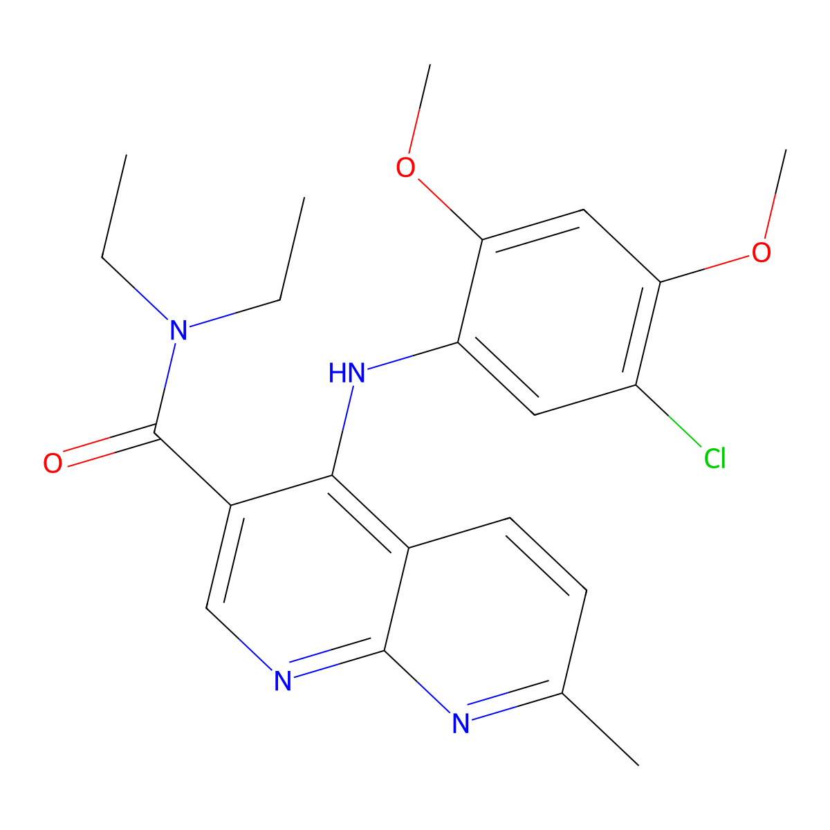 4-[(5-chloro-2,4-dimethoxyphenyl)amino]-N,N-diethyl-7-methyl-1,8-naphthyridine-3-carboxamide molecular structure, CAS 1251571-84-2