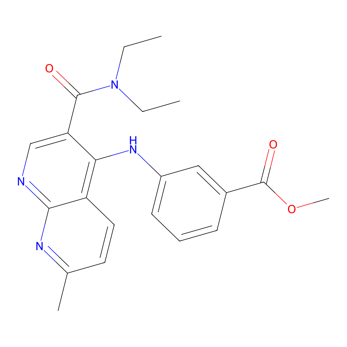 Methyl 3-((3-(diethylcarbamoyl)-7-methyl-1,8-naphthyridin-4-yl)amino)benzoate molecular structure, CAS 1251571-88-6