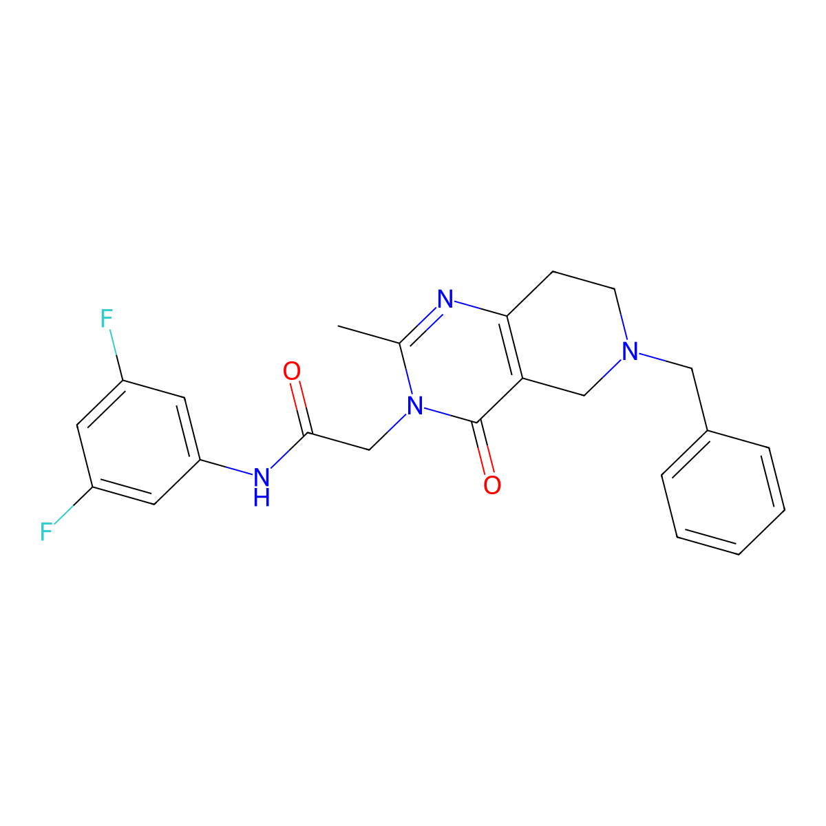 2-(6-benzyl-2-methyl-4-oxo-5,6,7,8-tetrahydropyrido[4,3-d]pyrimidin-3(4H)-yl)-N-(3,5-difluorophenyl)acetamide molecular structure, CAS 1251571-89-7