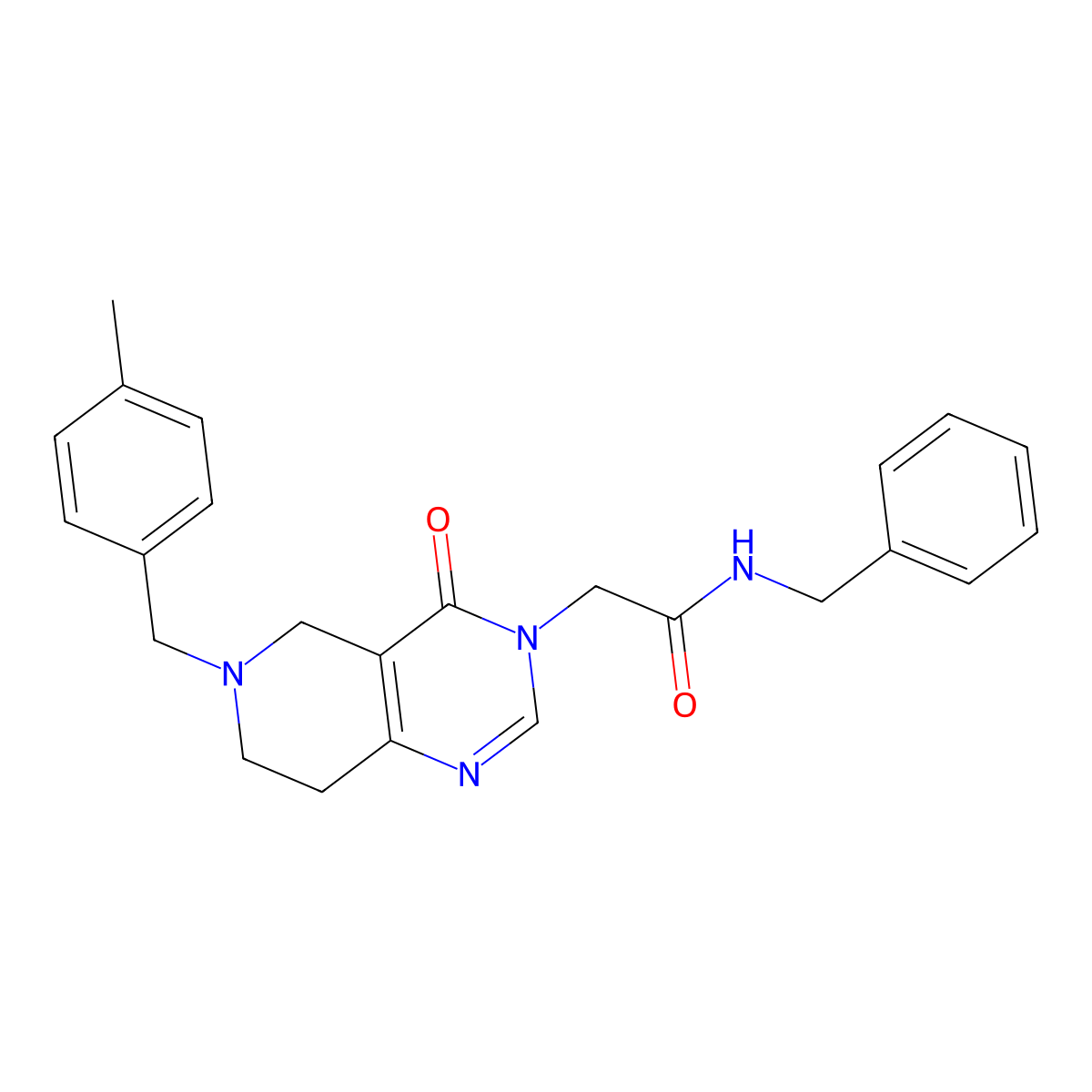 N-benzyl-2-(6-(4-methylbenzyl)-4-oxo-5,6,7,8-tetrahydropyrido[4,3-d]pyrimidin-3(4H)-yl)acetamide molecular structure, CAS 1251571-92-2