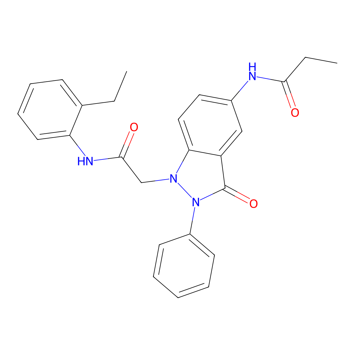 N-(1-(2-((2-ethylphenyl)amino)-2-oxoethyl)-3-oxo-2-phenyl-2,3-dihydro-1H-indazol-5-yl)propionamide molecular structure, CAS 1251571-97-7