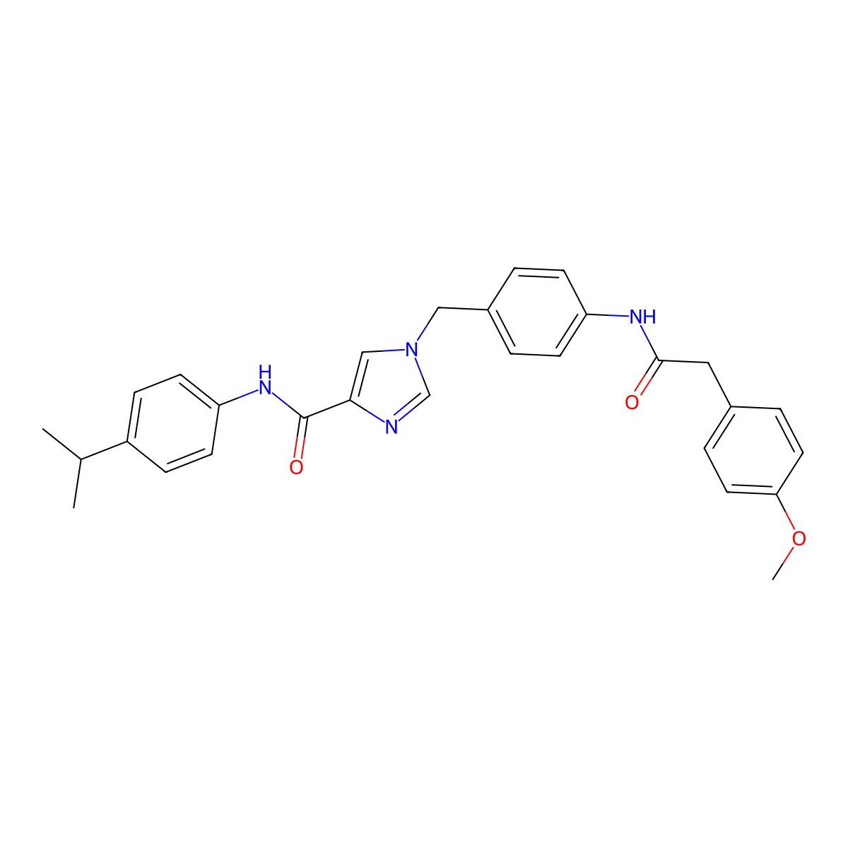 N-(4-isopropylphenyl)-1-(4-(2-(4-methoxyphenyl)acetamido)benzyl)-1H-imidazole-4-carboxamide molecular structure, CAS 1251571-98-8