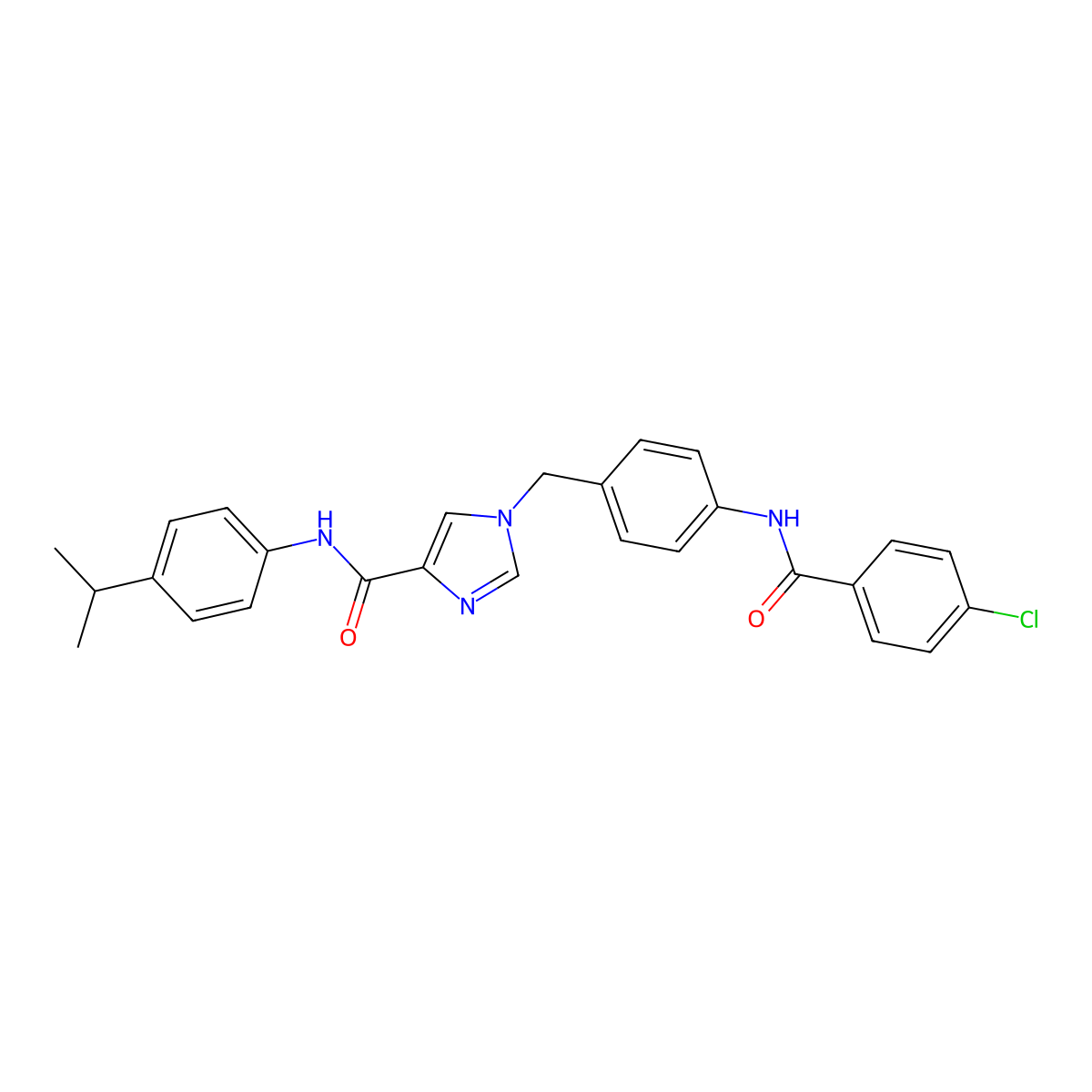 1-(4-(4-chlorobenzamido)benzyl)-N-(4-isopropylphenyl)-1H-imidazole-4-carboxamide molecular structure, CAS 1251572-01-6