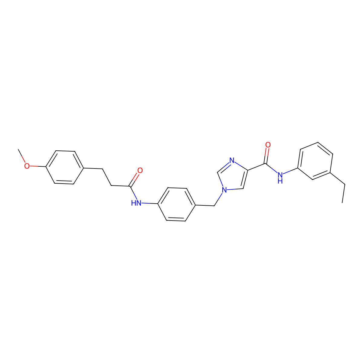 N-(3-ethylphenyl)-1-(4-(3-(4-methoxyphenyl)propanamido)benzyl)-1H-imidazole-4-carboxamide molecular structure, CAS 1251572-03-8