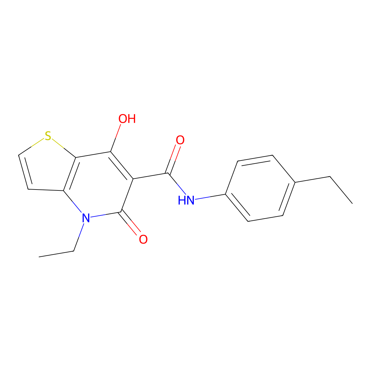 4-ethyl-N-(4-ethylphenyl)-7-hydroxy-5-oxo-4,5-dihydrothieno[3,2-b]pyridine-6-carboxamide molecular structure, CAS 1251572-16-3